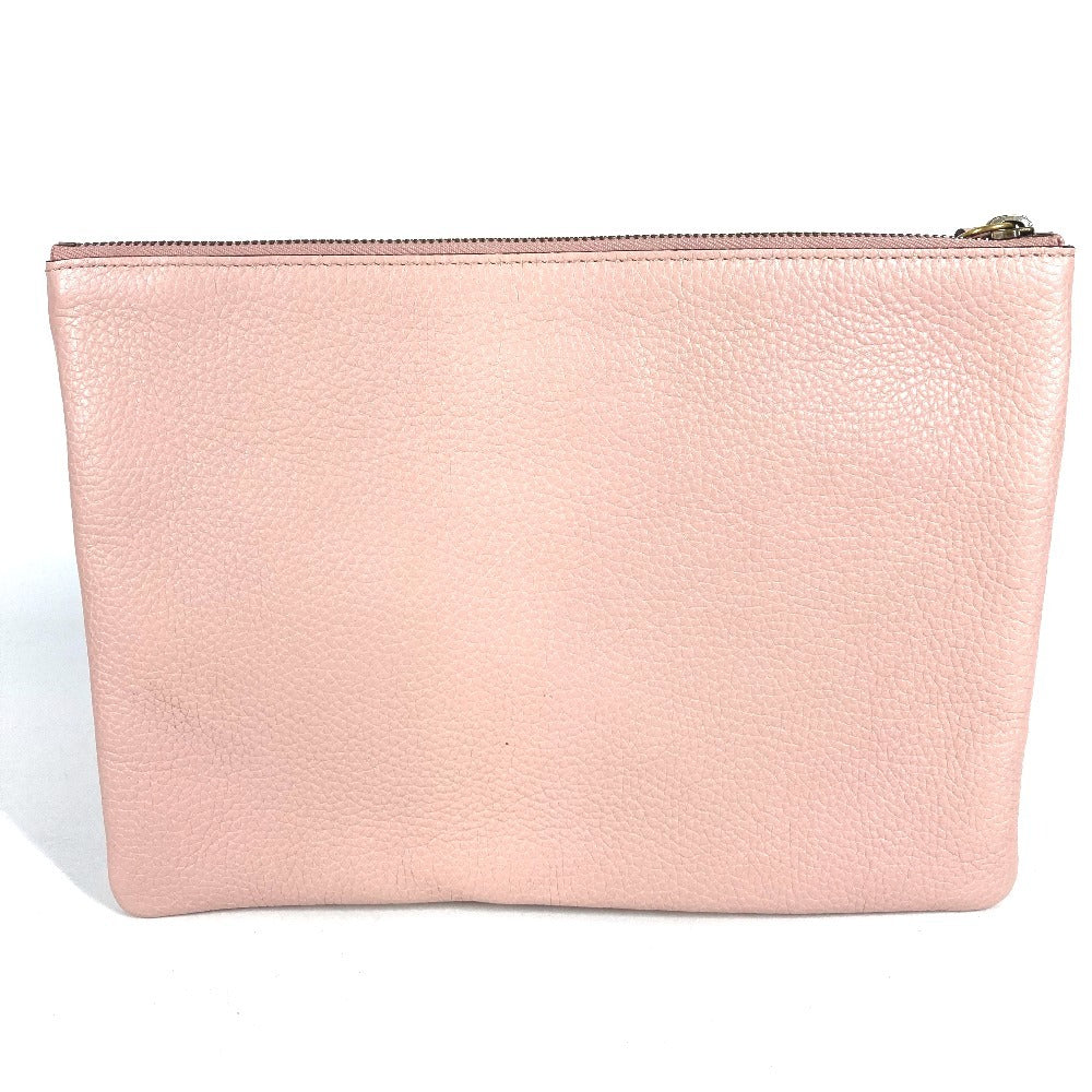 GUCCI 460187 ロゴ BEE アニマリエ ビー 蜂 ハチ カバン セカンドバッグ ポーチ クラッチバッグ レザー ユニセックス ピンク