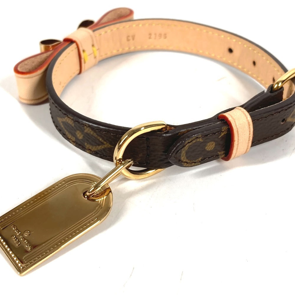 LOUIS VUITTON M58073 ペットカラー モノグラム 犬 ペット コリエバクスターXS りぼん リボン 首輪 モノグラムキャンバス ユニセックス ブラウン