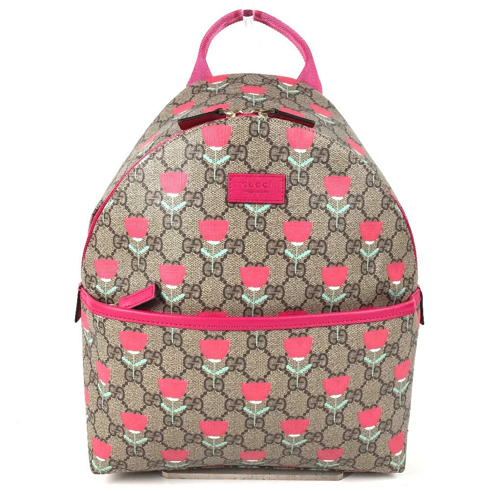 GUCCI 782708 キムスンヨン GGスプリーム ロゴ フラワー 花 チューリップ カバン バックパック リュックサック GGスプリームキャンバス キッズ ベージュ