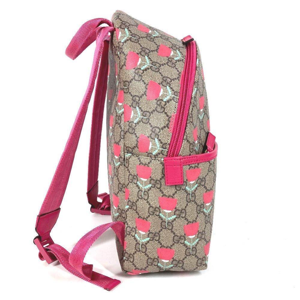 GUCCI 782708 キムスンヨン GGスプリーム ロゴ フラワー 花 チューリップ カバン バックパック リュックサック GGスプリームキャンバス キッズ ベージュ