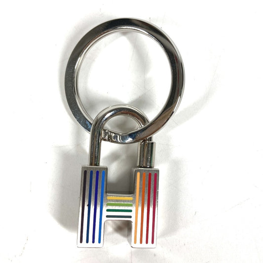 HERMES Hロゴ 鍵 カデナ クイズ レインボー キーホルダー キーリング バッグチャーム チャーム メタル ユニセックス シルバー