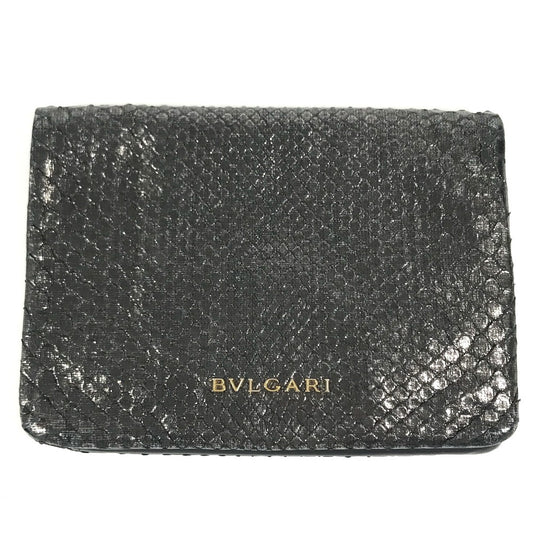 BVLGARI ロゴ ミディアムウォレット 財布 2つ折り財布 レザー ユニセックス メタリック系