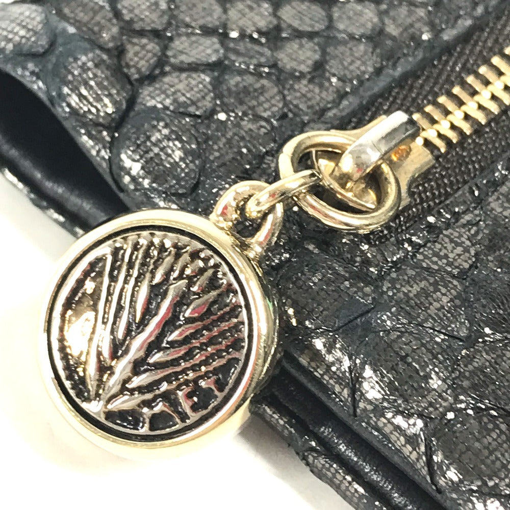 BVLGARI ロゴ ミディアムウォレット 財布 2つ折り財布 レザー ユニセックス メタリック系