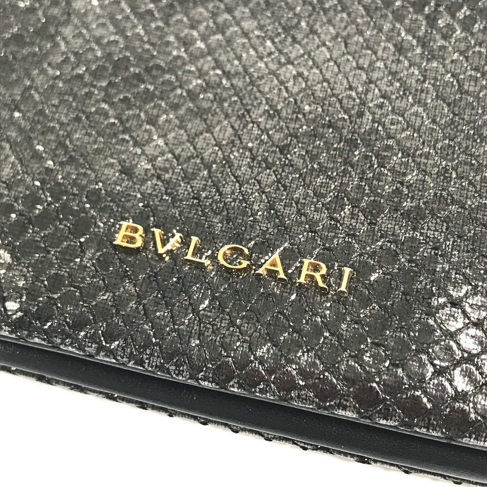 BVLGARI ロゴ ミディアムウォレット 財布 2つ折り財布 レザー ユニセックス メタリック系