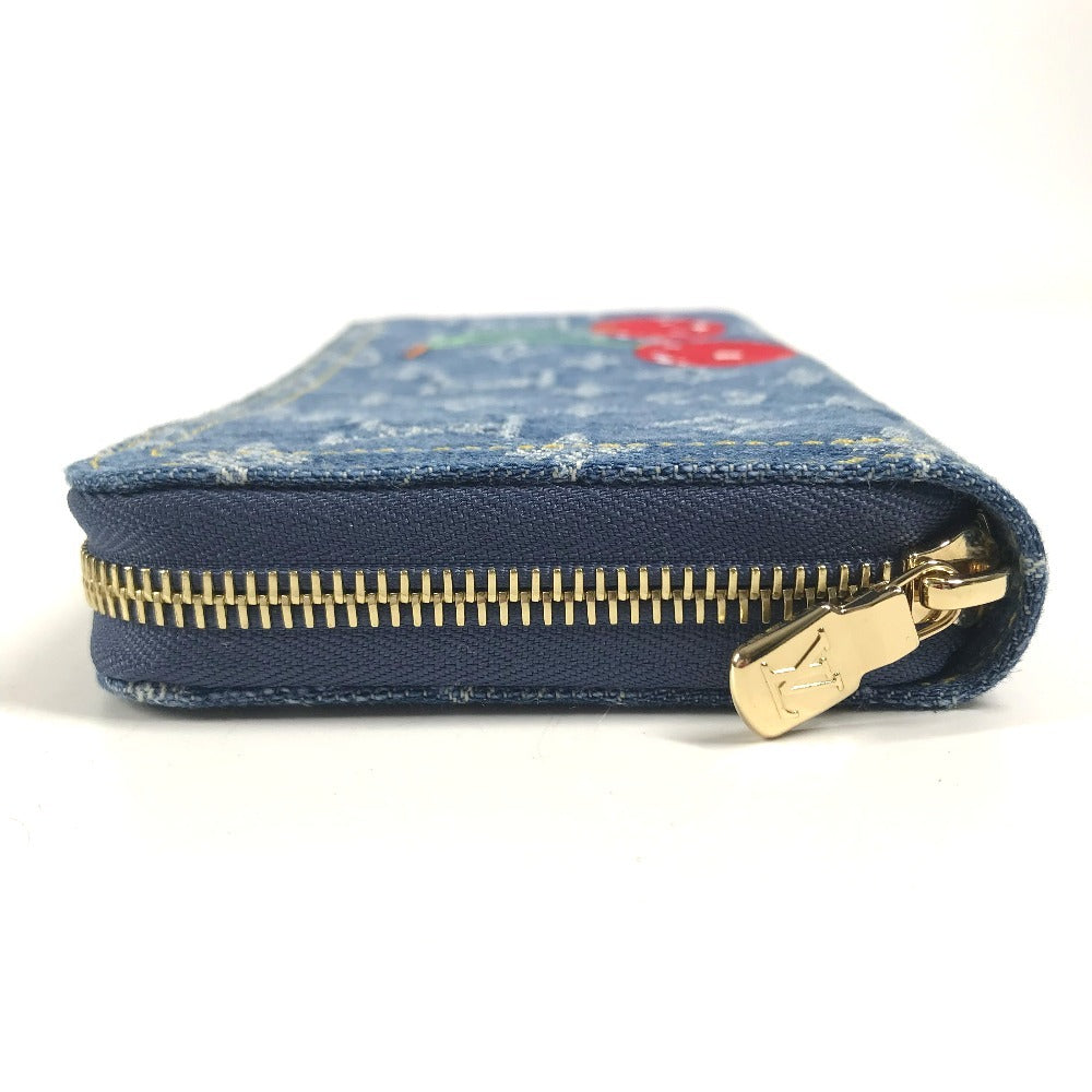 LOUIS VUITTON M23161 村上隆コラボ モノグラムデニム チェリー LV × TM ジッピー ウォレット ロングウォレット ラウンドファスナー 財布 長財布 レディース ブルー