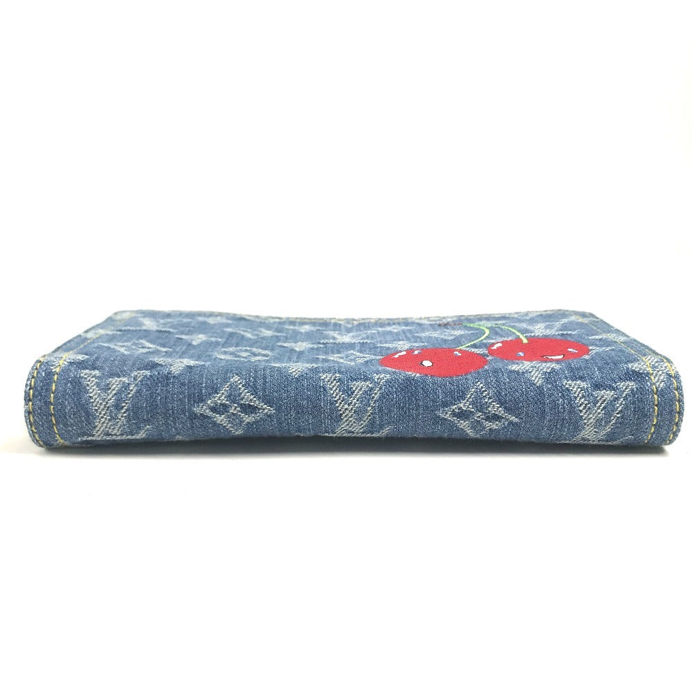 LOUIS VUITTON M23161 村上隆コラボ モノグラムデニム チェリー LV × TM ジッピー ウォレット ロングウォレット ラウンドファスナー 財布 長財布 レディース ブルー
