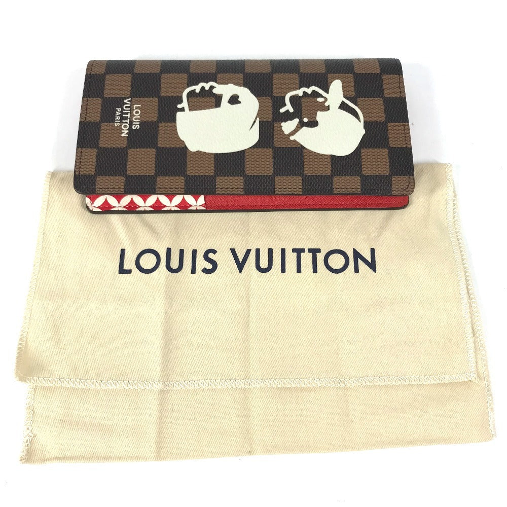 LOUIS VUITTON N40780 ダミエフレンドシップ NIGO ニゴ コラボ ポルトフォイユ･ブラザ ロングウォレット 2つ折り 長財布 ダミエキャンバス ユニセックス エベヌ ブラウン