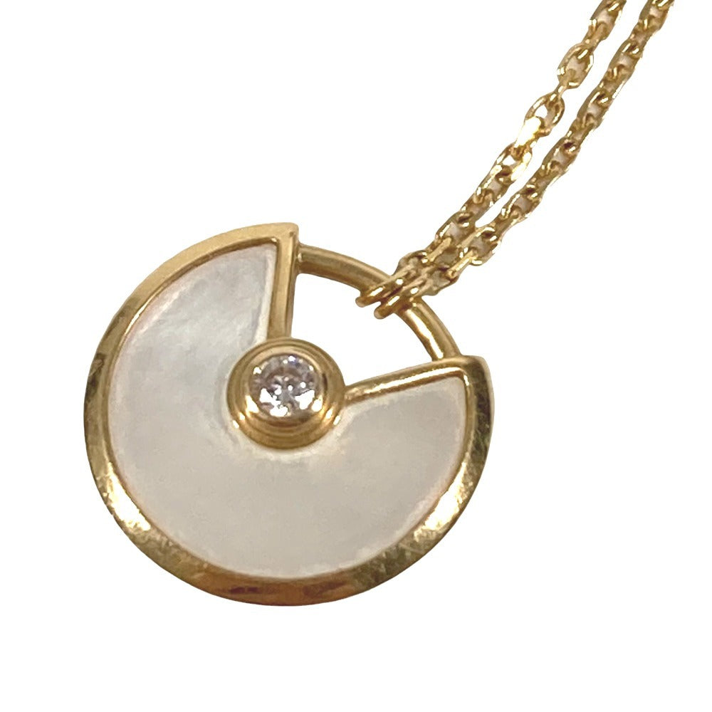 CARTIER マザーオブパール アミュレット ドゥ カルティエ 1Pダイヤ XS チェーンネックレス アクセサリー 18K 金 K18 ネックレス Au750 レディース ゴールド