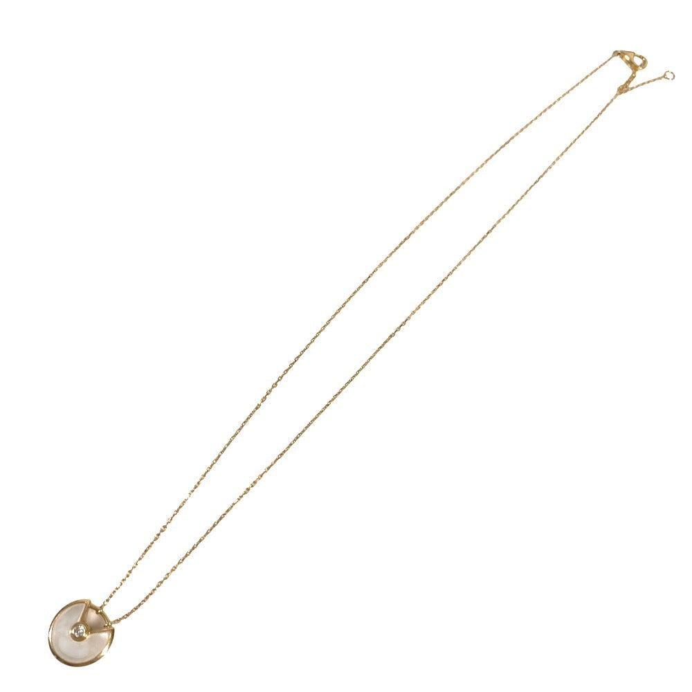CARTIER マザーオブパール アミュレット ドゥ カルティエ 1Pダイヤ XS チェーンネックレス アクセサリー 18K 金 K18 ネックレス Au750 レディース ゴールド