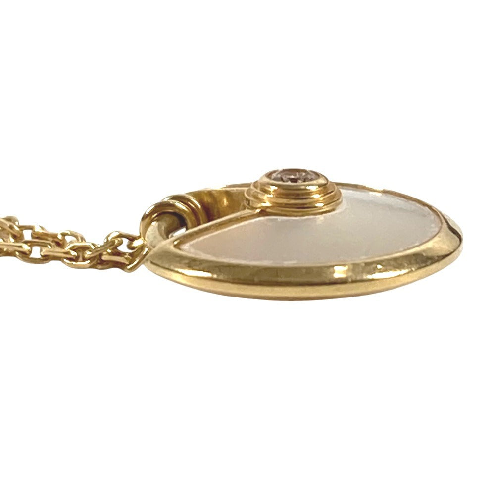 CARTIER マザーオブパール アミュレット ドゥ カルティエ 1Pダイヤ XS チェーンネックレス アクセサリー 18K 金 K18 ネックレス Au750 レディース ゴールド