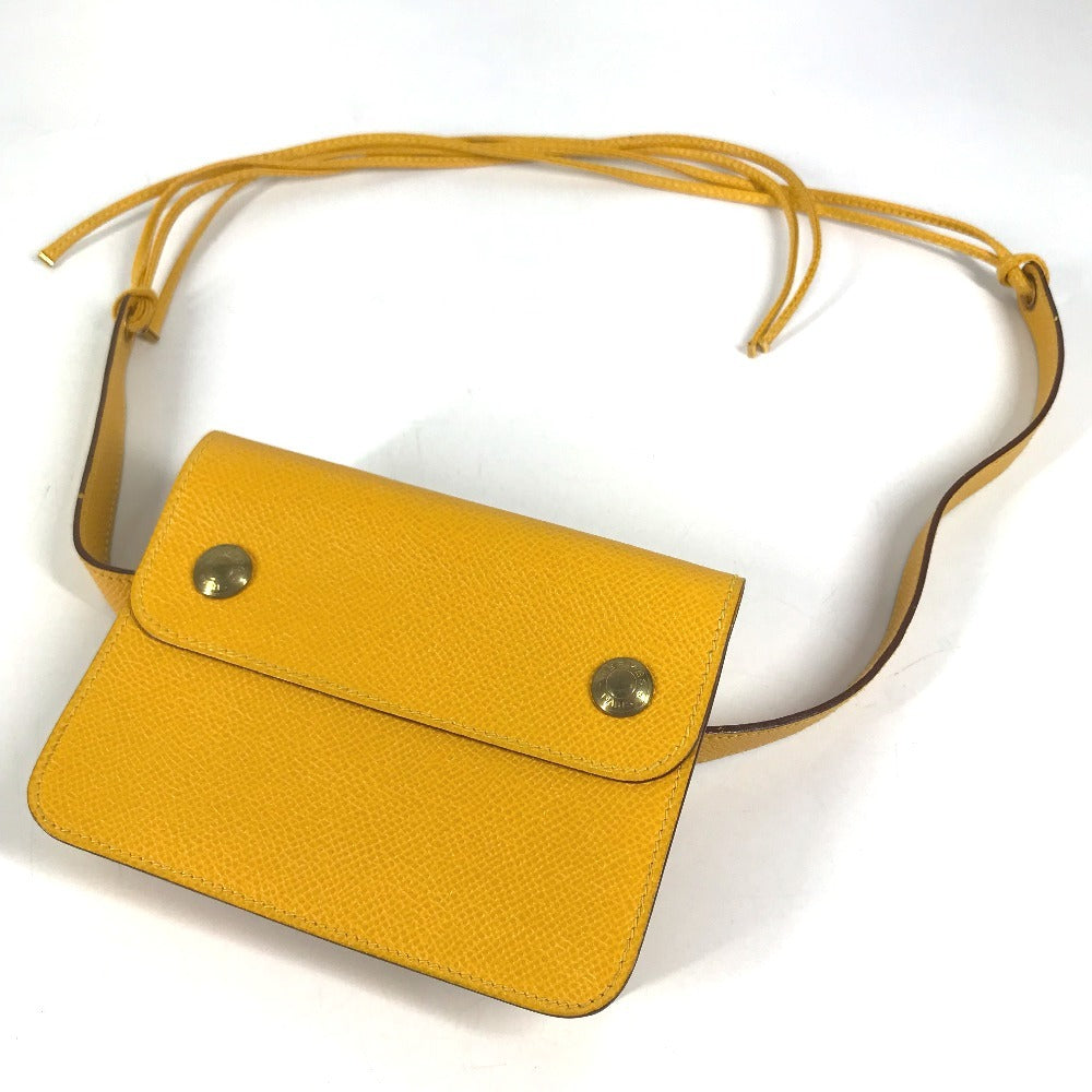 HERMES ヴィンテージ ポシェットグリーン ポシェット グリーン ウエストバッグ カバン ミニバッグ フラップ ベルトバッグ ボディバッグ クシュベル ユニセックス イエロー