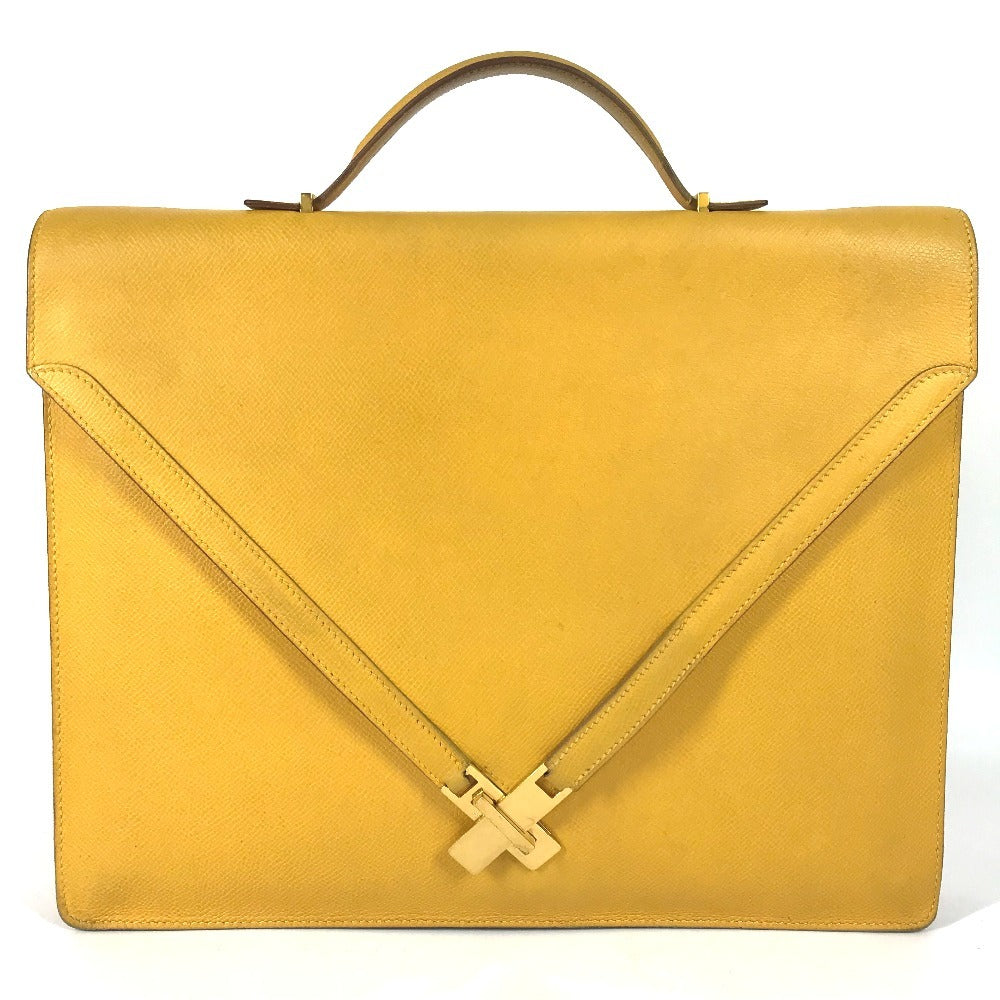 HERMES ヴィンテージ ケリークロス カバン ハンドバッグ 書類バッグ ブリーフケース ビジネスバッグ クシュベル ユニセックス ジョーヌ イエロー