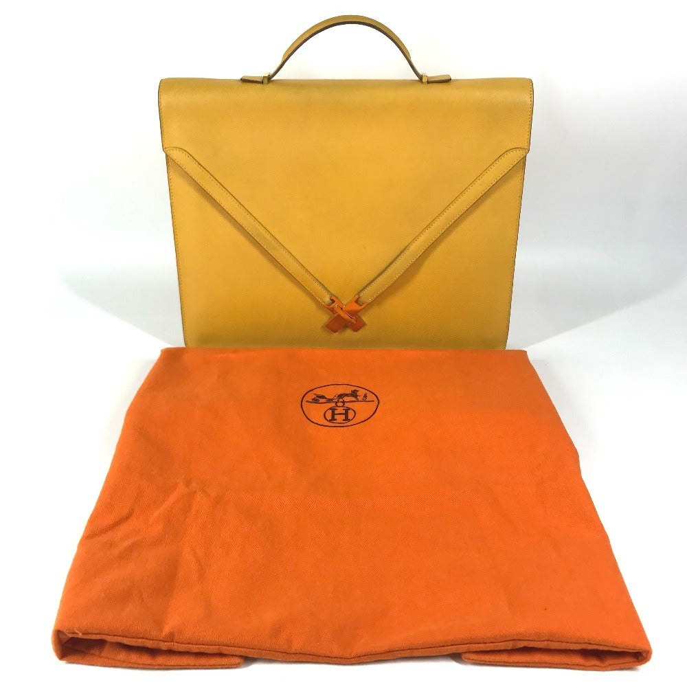 HERMES ヴィンテージ ケリークロス カバン ハンドバッグ 書類バッグ ブリーフケース ビジネスバッグ クシュベル ユニセックス ジョーヌ イエロー