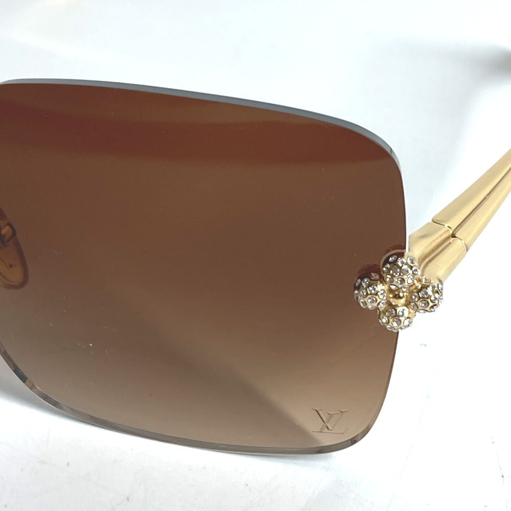 LOUIS VUITTON Z3323U Rhinestone LV Comet Square Sunglasses glasses glasses eyewear glasses sunglasses Metal Brown/Gold Used