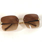 LOUIS VUITTON Z3323U Rhinestone LV Comet Square Sunglasses glasses glasses eyewear glasses sunglasses Metal Brown/Gold Used