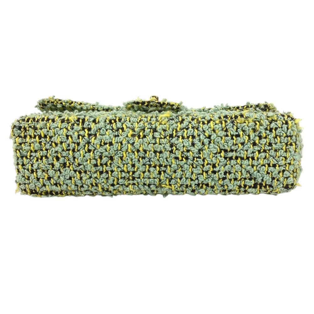 CHANEL vintage CC Mark logo parent-child bag (parent only) bag flap Hand Bag tweed Green Used
