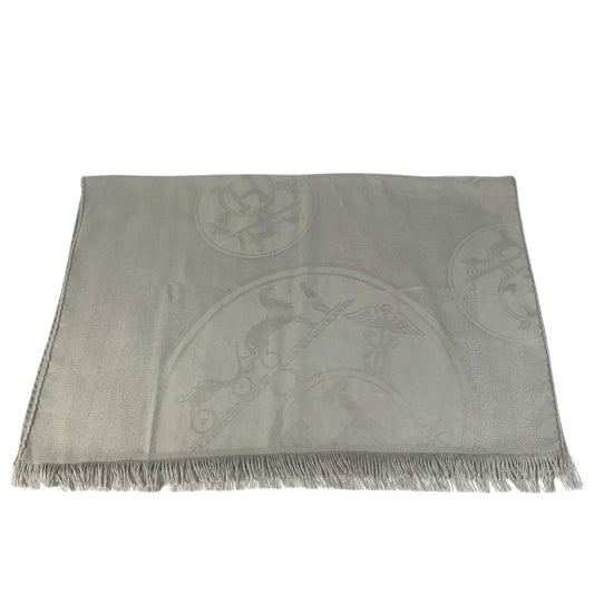 HERMES Stole/Shawl New Libris New Libris Shawl Fringe Scarf Stole/Shawl Cashmere / silk gray Used
