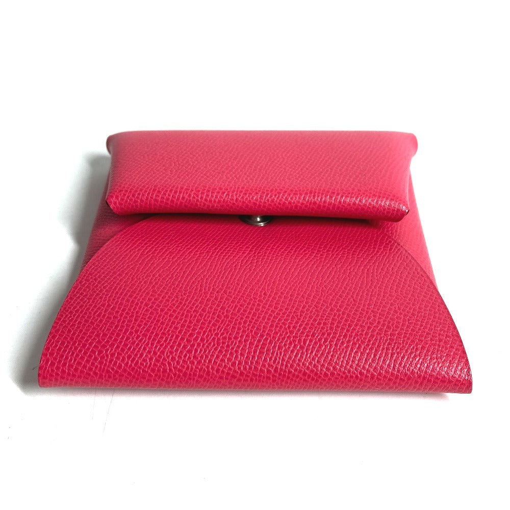HERMES Bastia Wallet Coin Compartment Square SilverHardware coin purse Epsom Rose mexico pink Used