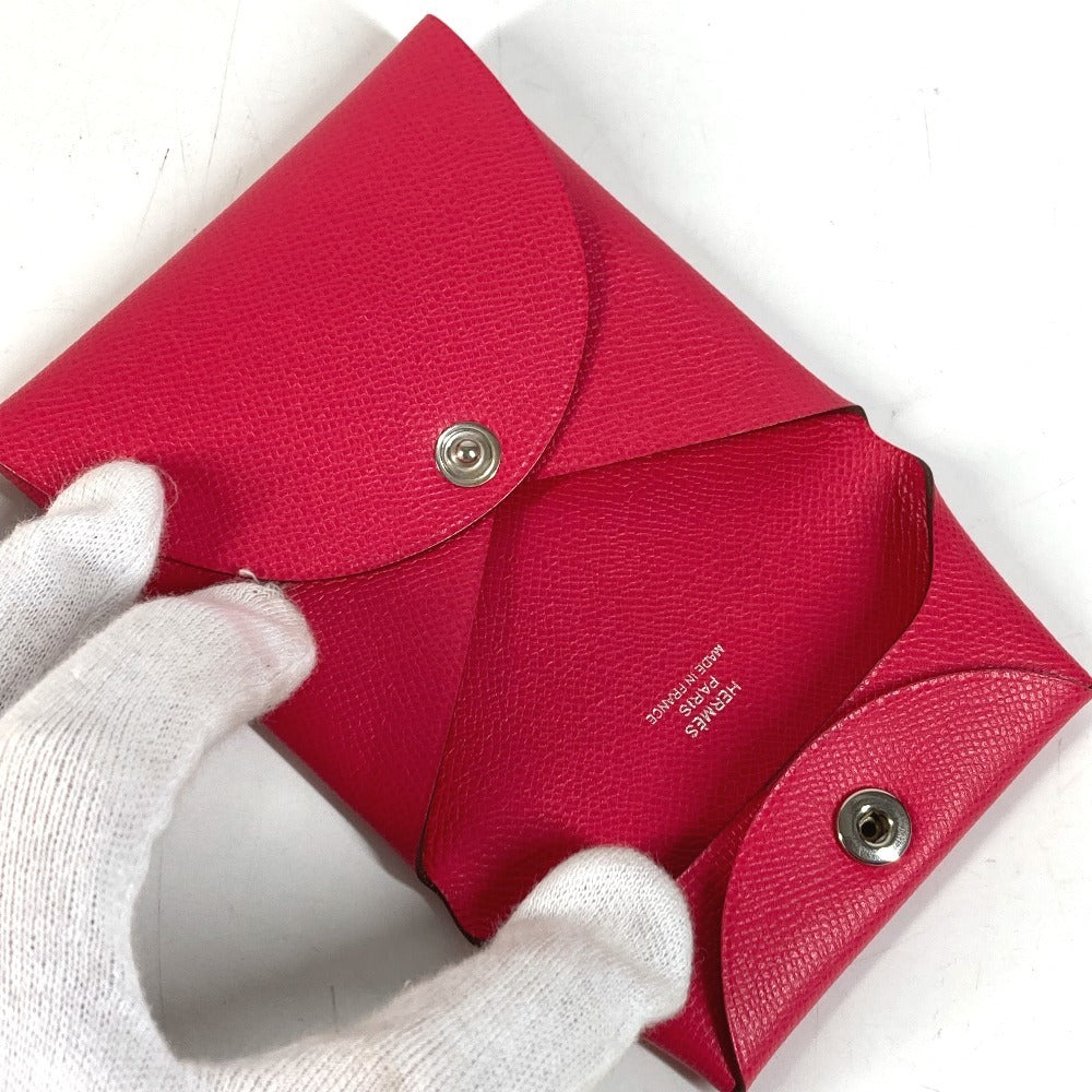 HERMES Bastia Wallet Coin Compartment Square SilverHardware coin purse Epsom Rose mexico pink Used