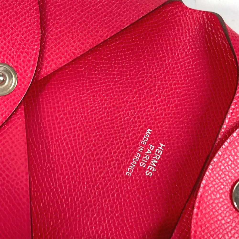 HERMES Bastia Wallet Coin Compartment Square SilverHardware coin purse Epsom Rose mexico pink Used