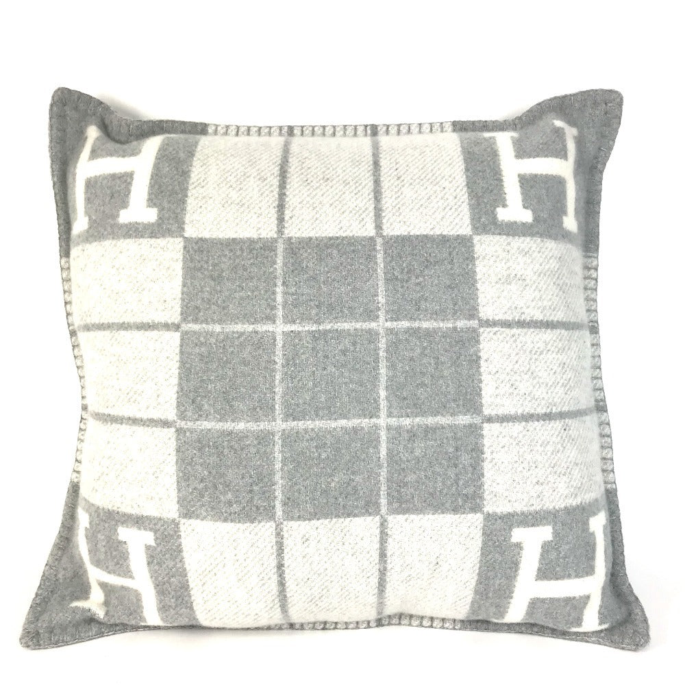 HERMES Square square Cushion "Avalon III" PM interior pillow pillow cushion Wool / Cashmere gray Used