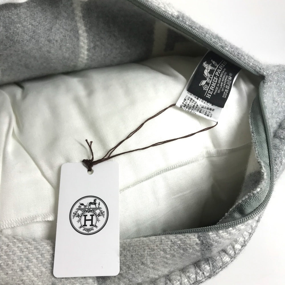 HERMES Square square Cushion "Avalon III" PM interior pillow pillow cushion Wool / Cashmere gray Used