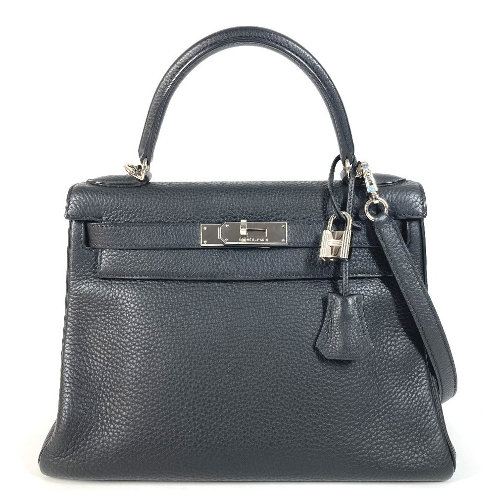 HERMES Kelly28 Kelly 28 2WAY bag Shoulder Bag Hand Bag Taurillon Clemence Black/SilverHardware Used