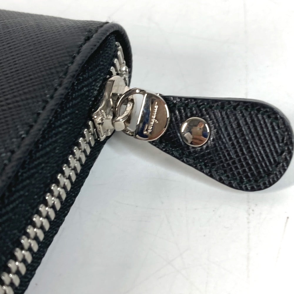 Salvatore Ferragamo Gancini logo Long wallet Zip Around Long Wallet Leather Black/Silver Used
