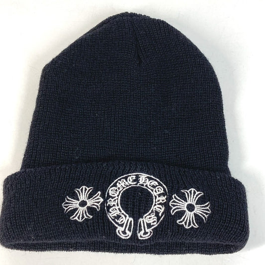 CHROME HEARTS horseshoe logo beanie hat knit hat knit cap Knit hat wool Black/White Used