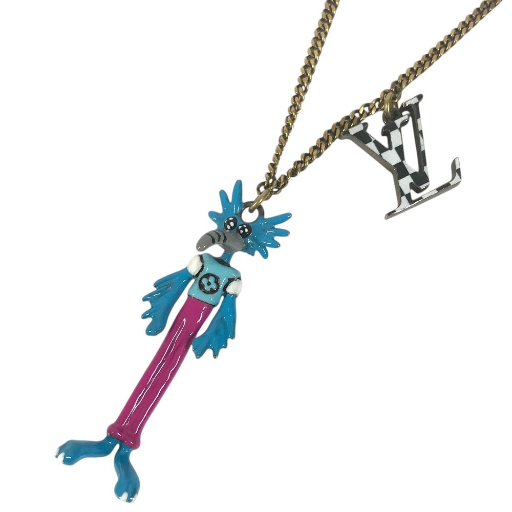 LOUIS VUITTON MP2928 Accessories Chain Necklace LV Animals Pendant Zoom-kun ZOOM LV Dragon Necklace Metal Multicolore Used