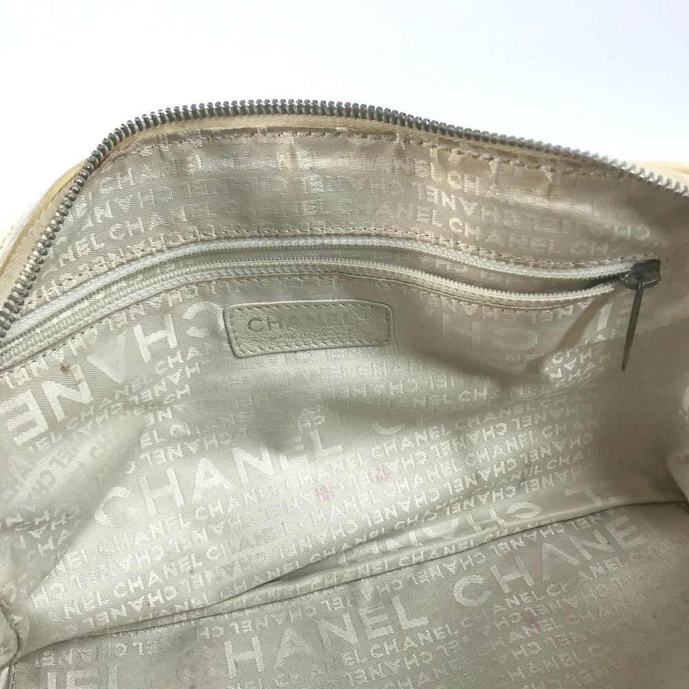CHANEL logo Hand Bag Shoulder Bag Leather/Canvas Beige/IvoryBased Used