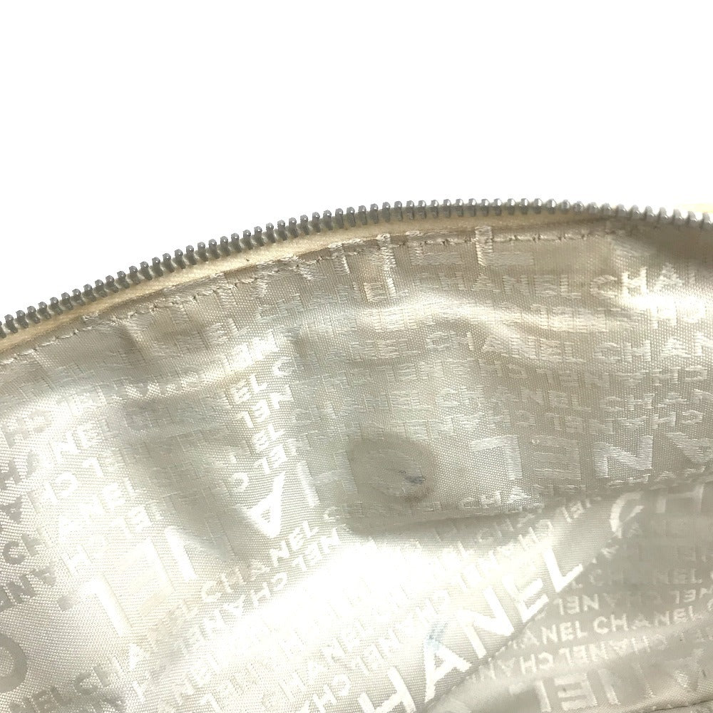 CHANEL logo Hand Bag Shoulder Bag Leather/Canvas Beige/IvoryBased Used