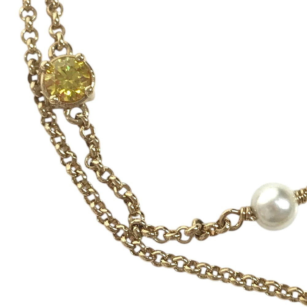 LOUIS VUITTON M1683A Bangle accessory, double strand Lady LV Metal Strass Faux Pearl Rhinestone Chain Bracelet Metal Gold Used