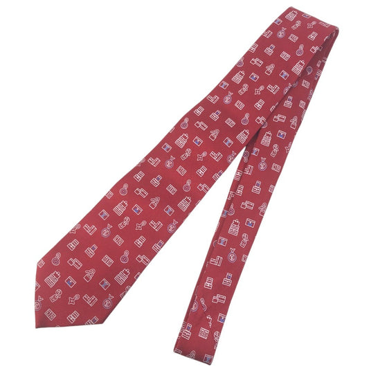LOUIS VUITTON M71758 LV logo Accessories Necktie silk Red Used