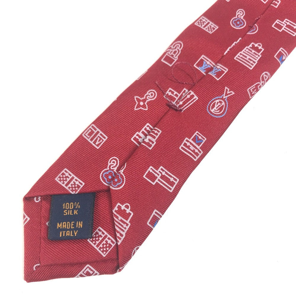 LOUIS VUITTON M71758 LV logo Accessories Necktie silk Red Used