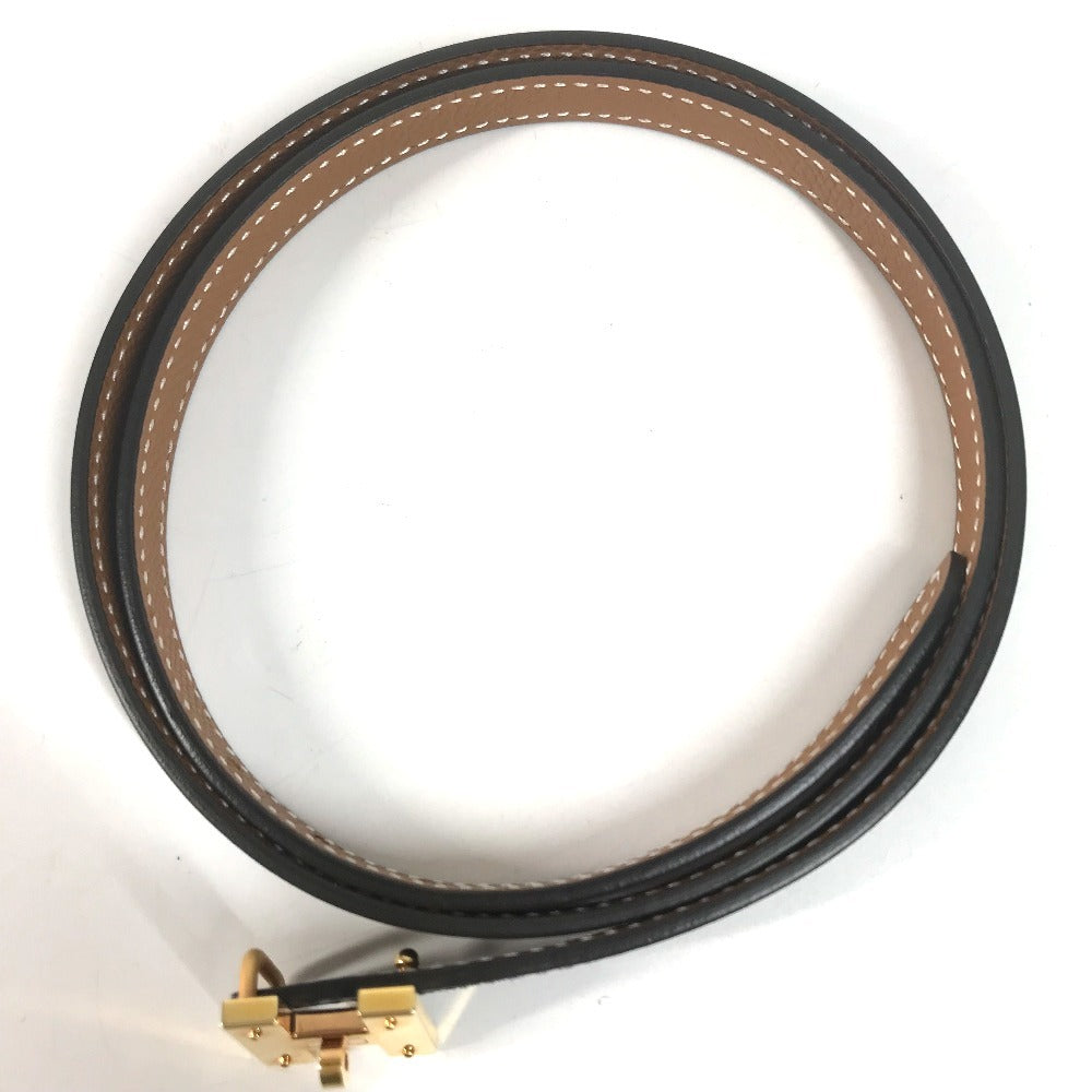 HERMES Thin belt Mini H Kelly Belt Leather belt belt Epsom / Swift Black/GoldHardware Used