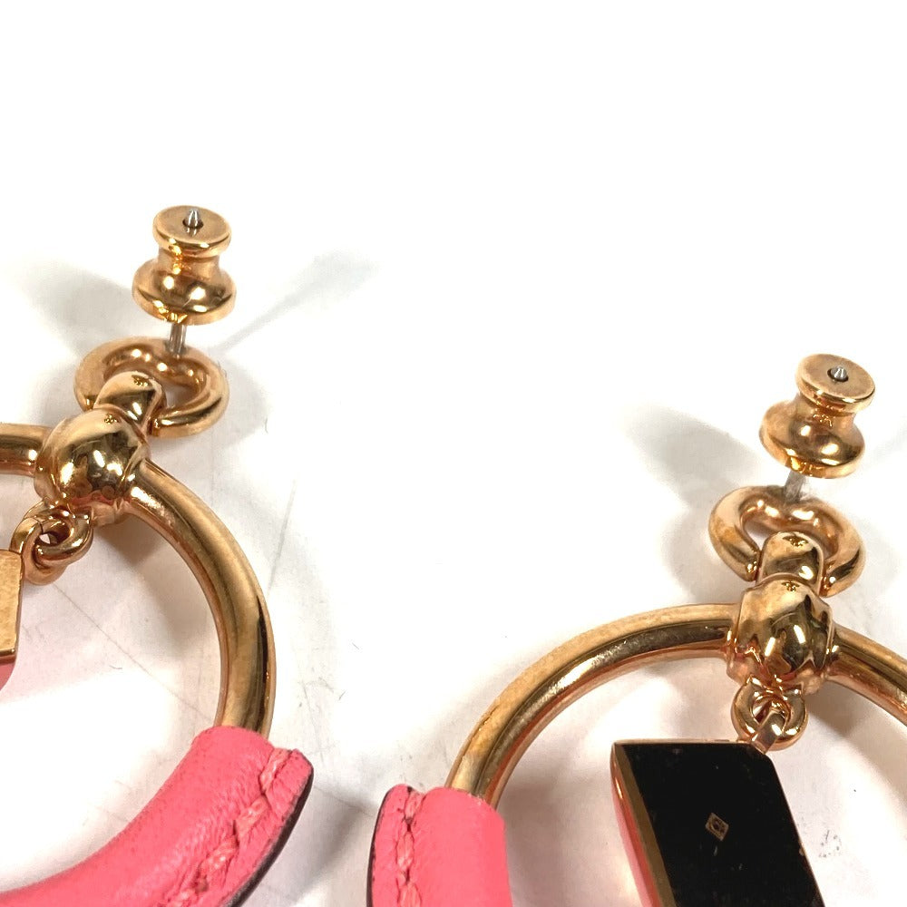 HERMES Loop Medor Pierce PM Accessory Jewelry Pierce Leather / Metal pink Used