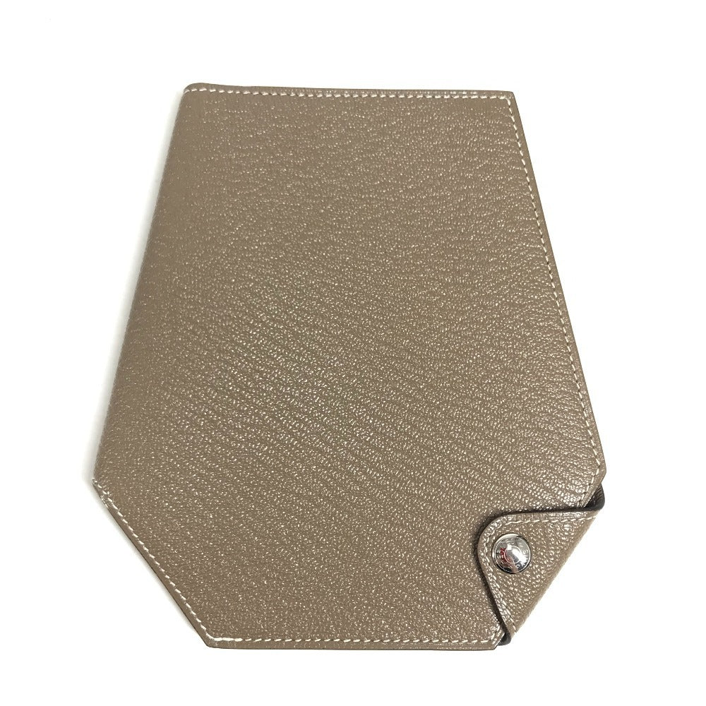 HERMES Bill Compartment Wallet Compact Wallet Clochette Clochette Card Case Pass Case Folded wallet Chevre Etoupe gray Used