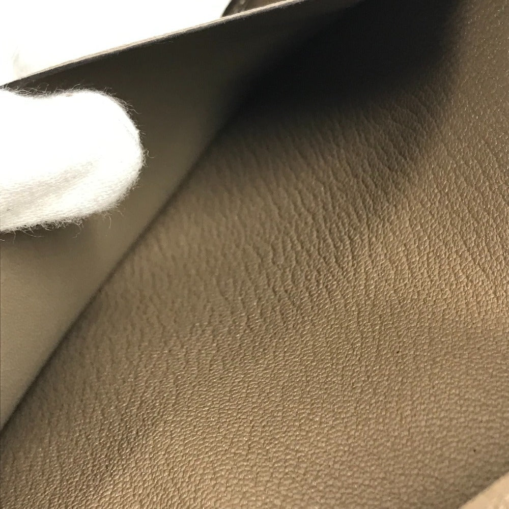 HERMES Bill Compartment Wallet Compact Wallet Clochette Clochette Card Case Pass Case Folded wallet Chevre Etoupe gray Used
