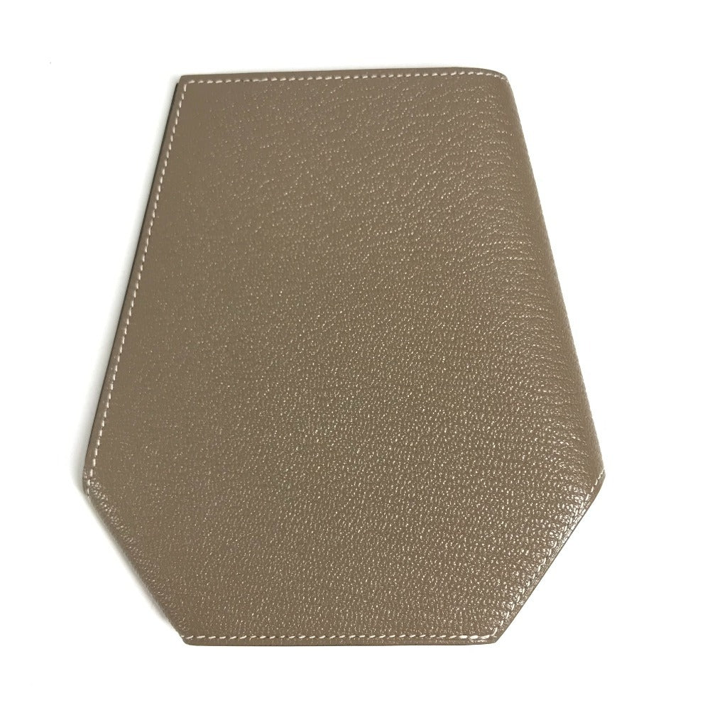HERMES Bill Compartment Wallet Compact Wallet Clochette Clochette Card Case Pass Case Folded wallet Chevre Etoupe gray Used