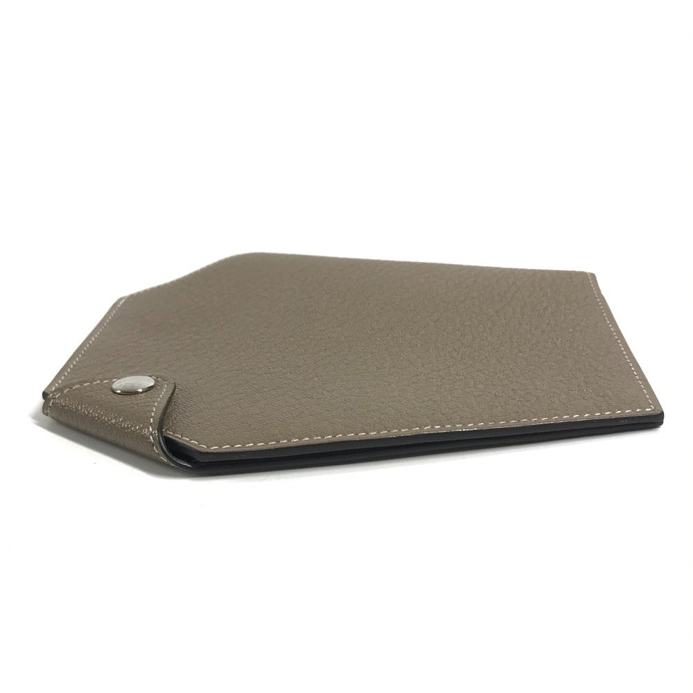 HERMES Bill Compartment Wallet Compact Wallet Clochette Clochette Card Case Pass Case Folded wallet Chevre Etoupe gray Used