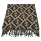 FENDI FXT260 Zucca logo fringe Stole/Shawl (winter clothing) Scarf Cashmere Brown/Black Used