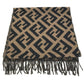 FENDI FXT260 Zucca logo fringe Stole/Shawl (winter clothing) Scarf Cashmere Brown/Black Used