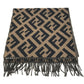 FENDI FXT260 Zucca logo fringe Stole/Shawl (winter clothing) Scarf Cashmere Brown/Black Used