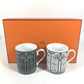 HERMES Pair (2 pieces) H DECO Tableware, cups, coffee cups Mug Pottery Black/White Used