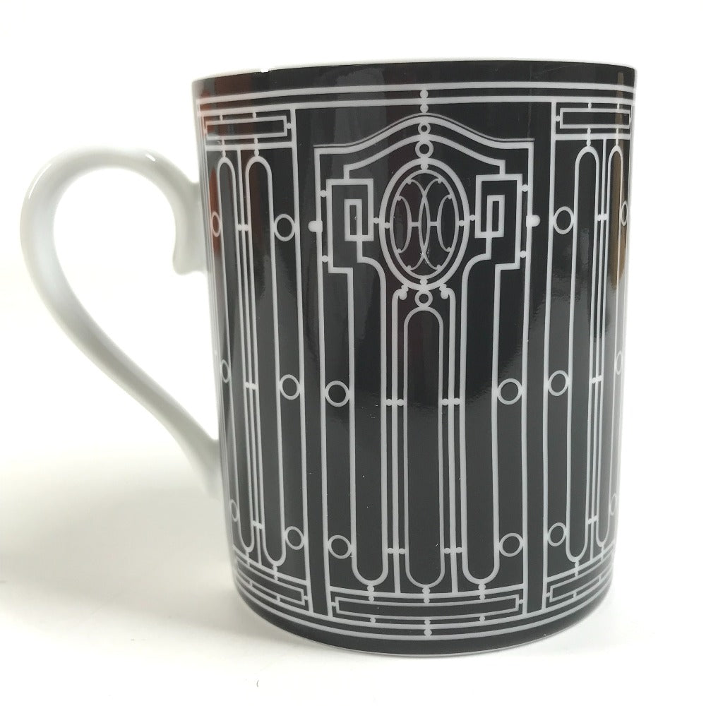 HERMES Pair (2 pieces) H DECO Tableware, cups, coffee cups Mug Pottery Black/White Used