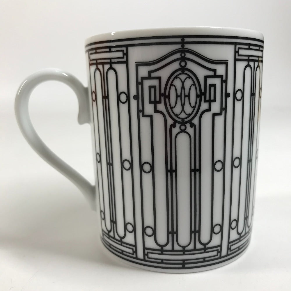 HERMES Pair (2 pieces) H DECO Tableware, cups, coffee cups Mug Pottery Black/White Used