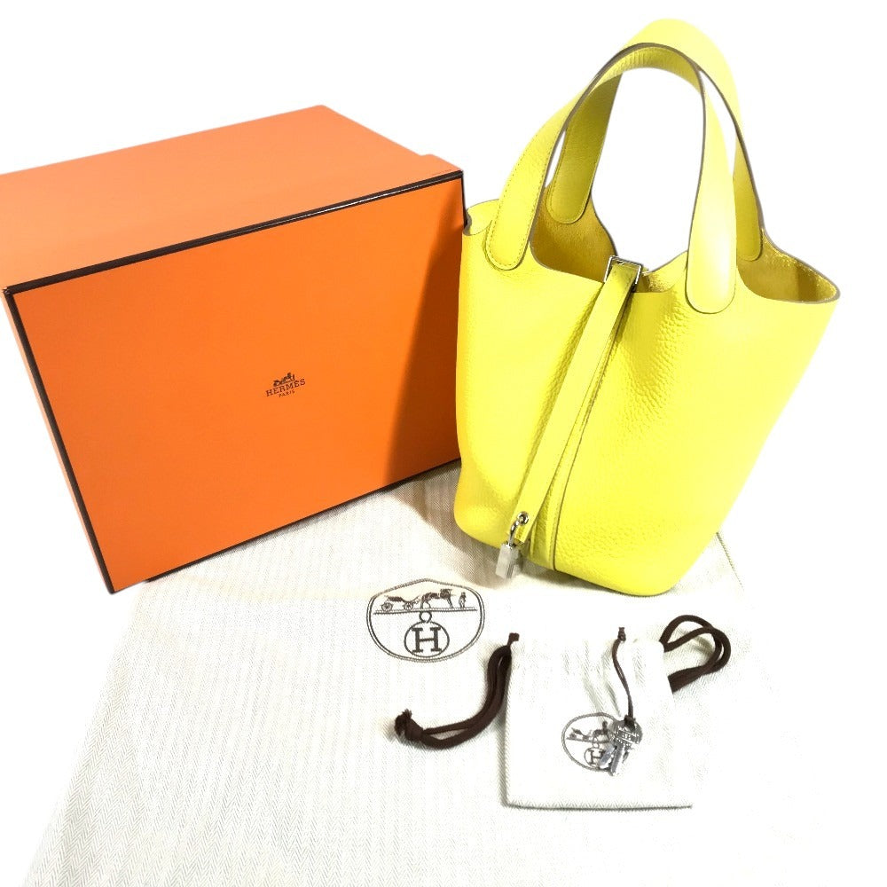HERMES PicotinLock PM 18 PicotinLock PM PicotinPM Picotin18 Picotin Tote Bag Hand Bag Taurillon Clemence lime yellow/SilverHardware Used