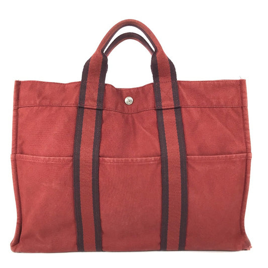 HERMES Fourre ToutMM Fourre Tout MM Bag Tote Bag Hand Bag Canvas Red Used