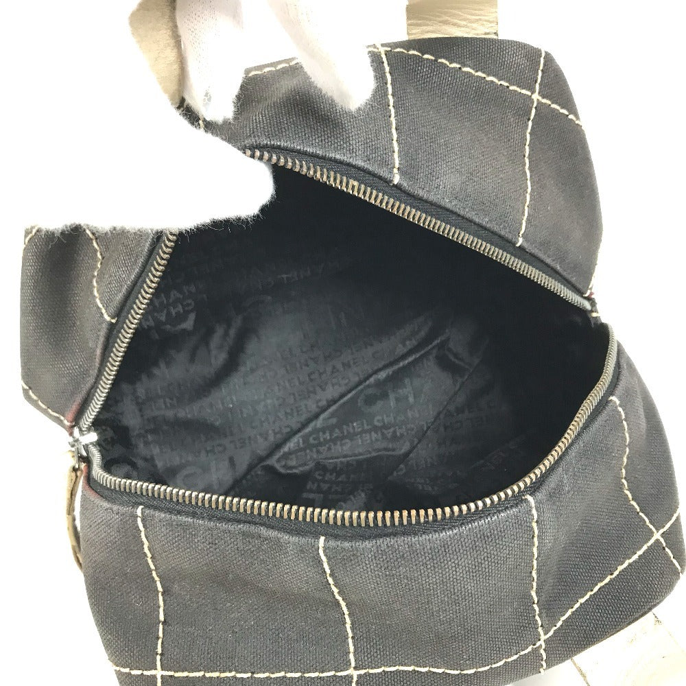 CHANEL vintage CC CC Mark chocolate bar Mini Duffle Bag, Bicolor Hand Bag Leather/Canvas Black/White Used
